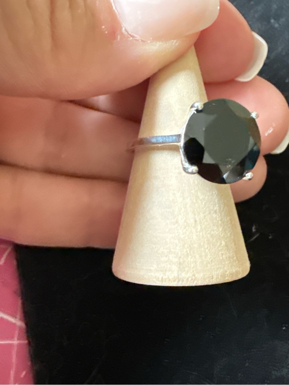 Thai Black Spinel Ring Sterling 925 Size 6 Solitaire 6.75ctw